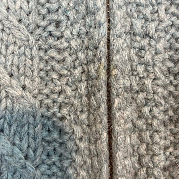 Icelandic Design Blue Cable Knit Angora & Silk Blend Full Zip Cardigan Sweater - Picture 3 of 7